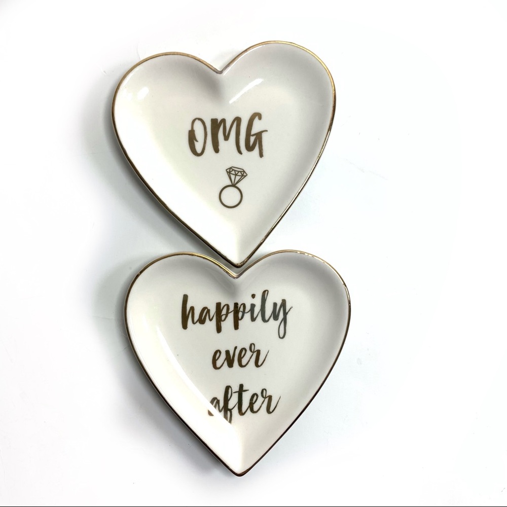 Engagement Marriage Wedding Happily Ever After Bridal Heart Trinket Trays Gift